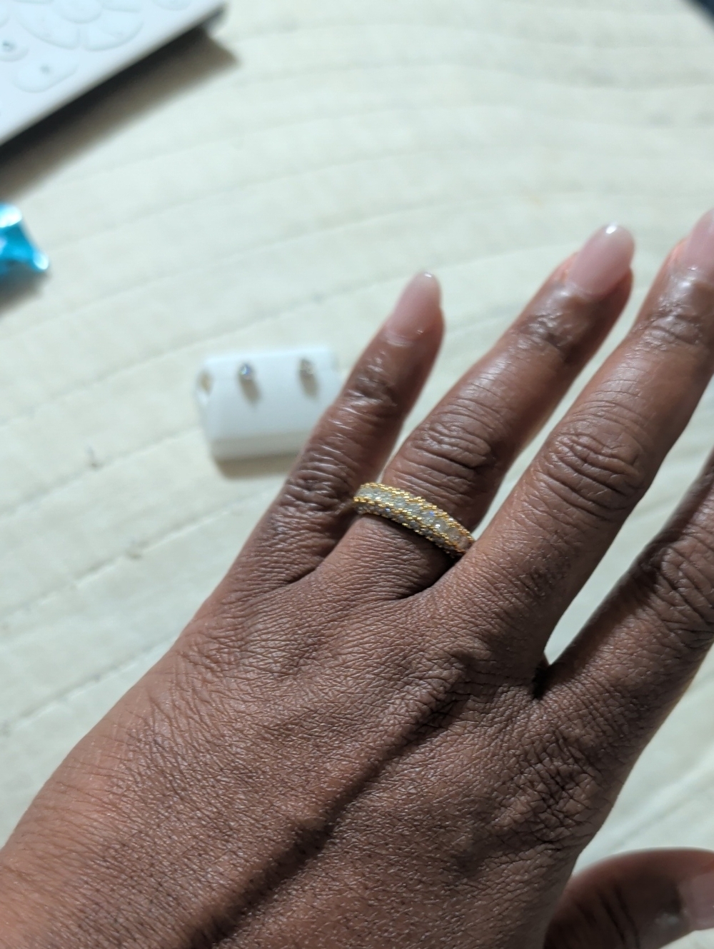 Gold Moissanite Pavé Eternity Ring - Women Jewelry - Picture 2 of 5